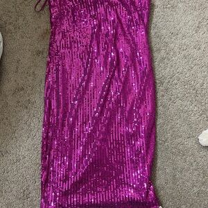 Pink Sparkly Strapless Dress